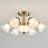 6+2 Lights Dimmable  Chandelier With Flower Frosted Glass Shade-2080940339