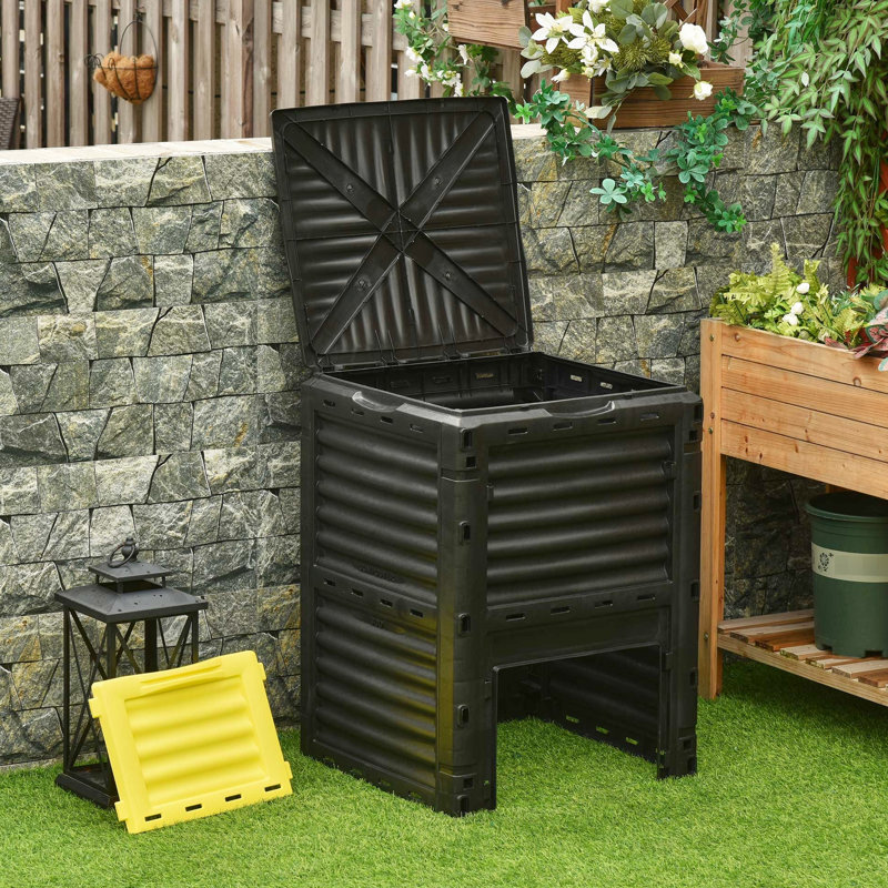 80 Gallon Compost Box By - Save Environment Reducing Waste Good Aeration Easy Installation, Yellow Bin Improve Soil Health Easily Great And Circulation To Build,