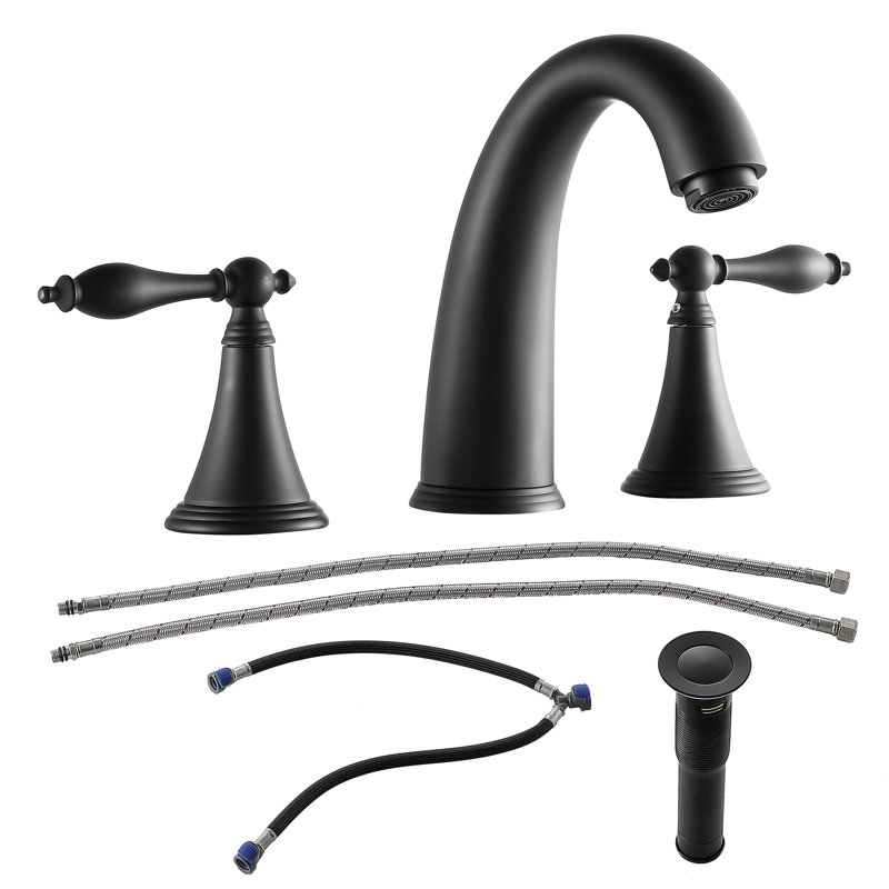 2-handle Bathroom Faucet with Drain Assembly, Matte Black