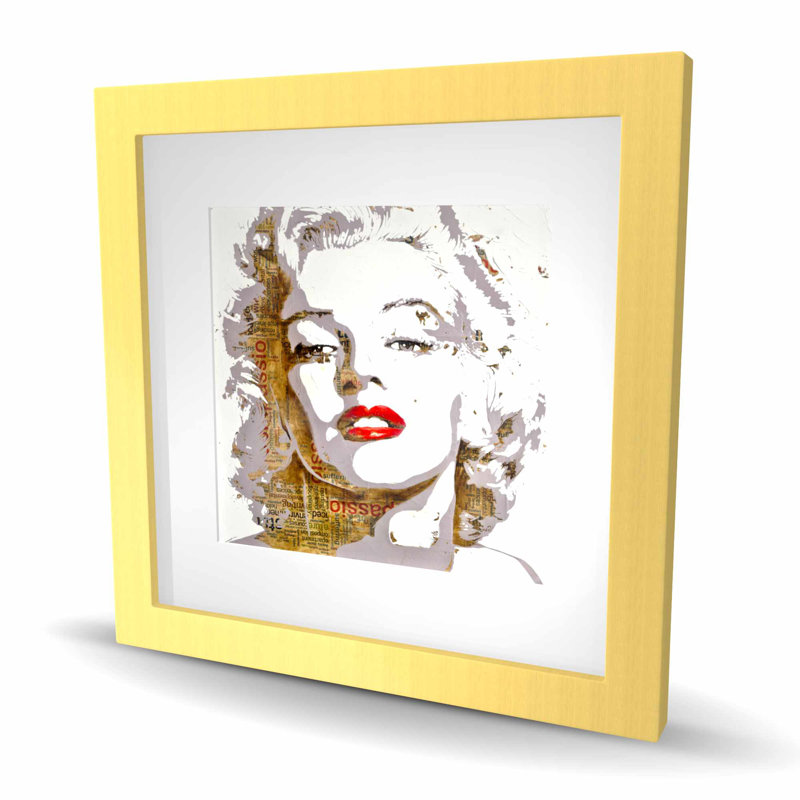 Impression de typographie de Marilyn Monroe - décor encadré rétro rouge, H 16 po x l 16 po, Doré