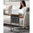 C Shaped End Table With Charging Station, Small Side Table For Recliner, Over Couch Table With Outlet And Storage Bag, Slide Under Sofa Tray Table For Living Room, Bedroom, Rustic Brown