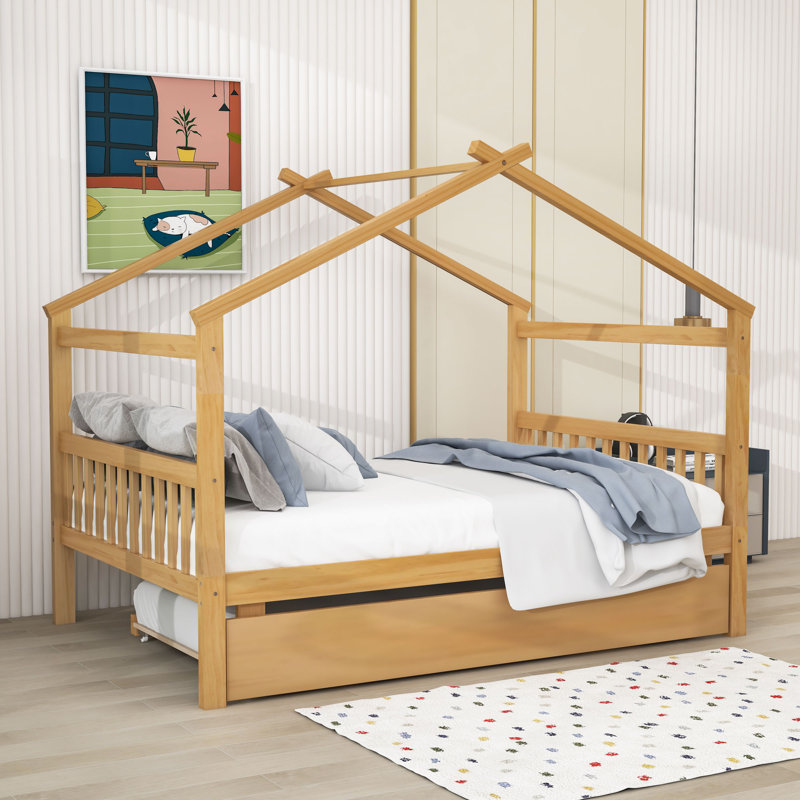 Abberger Full House Beds with Trundle, Natural