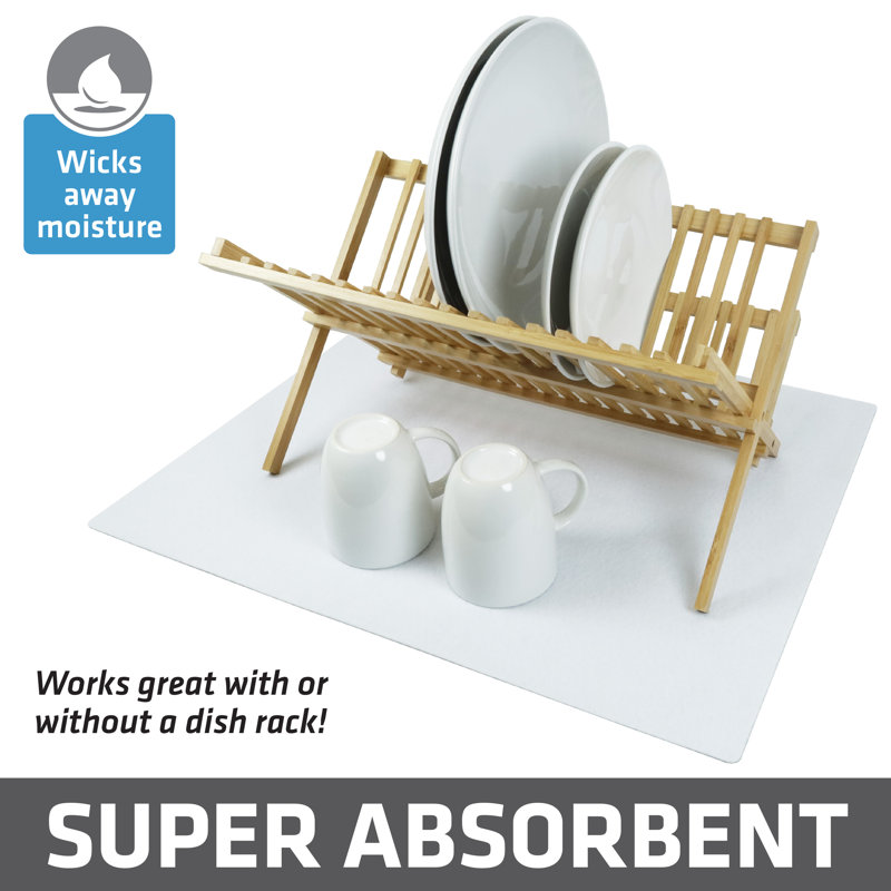 White Low-Profile Super Absorbent Dish Drying Mat 19" x 24"