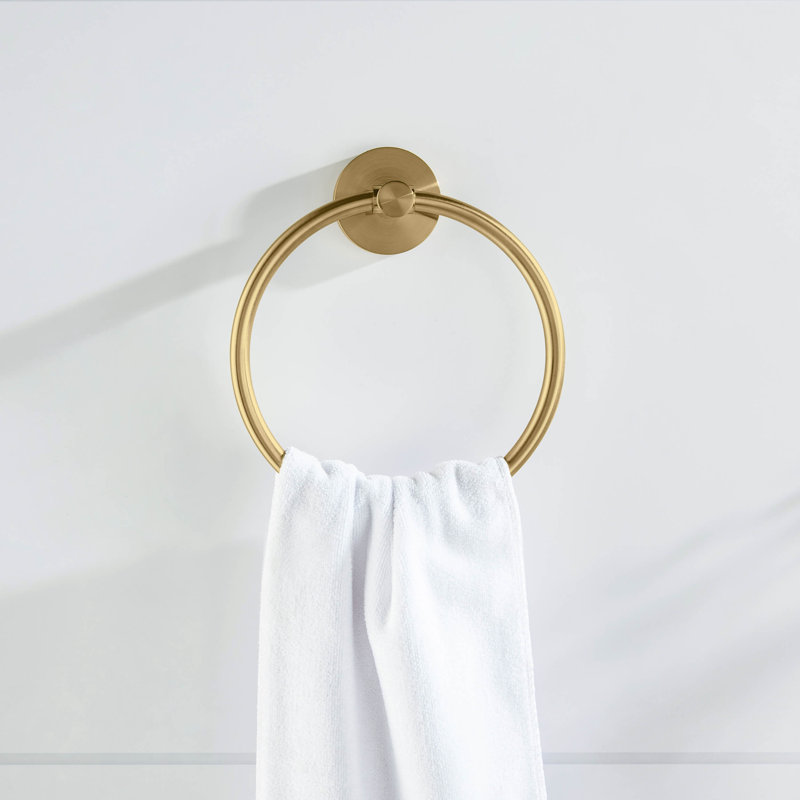 Circular Bathroom Towel Ring, Brushed Brass