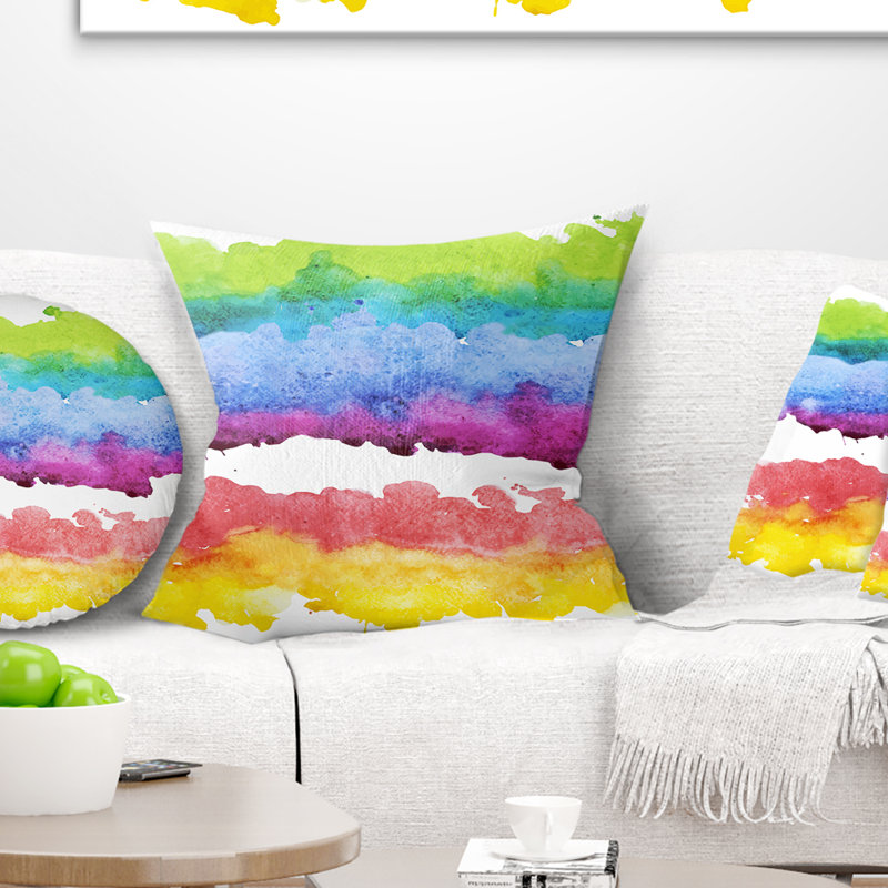 Rayures colorées en motif de vecteurs - Coussin imprimé abstrait, 18 po x 18 po, Carré