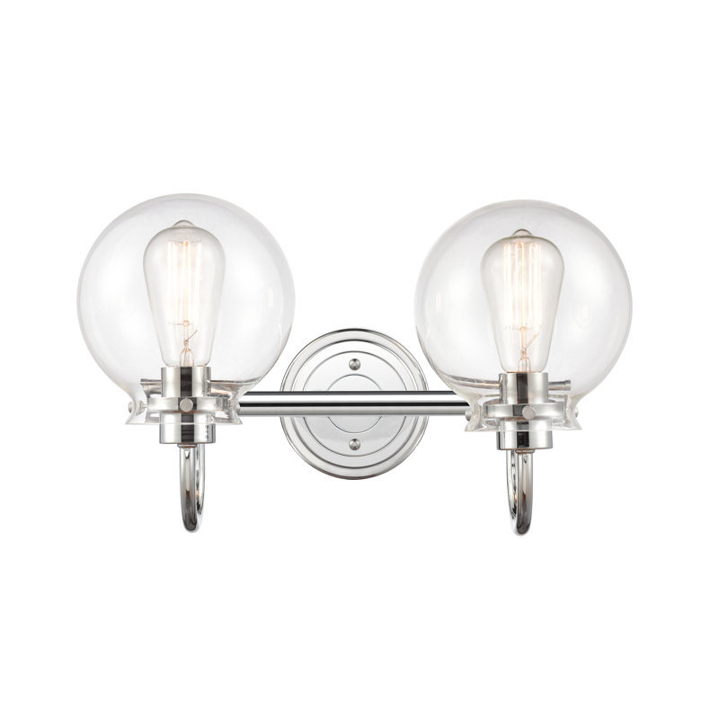 Éclairage pour meuble-lavabo à intensité variable 2 lumières amariyah, Ampoule DEL rétro 4 watts, Chrome poli, Grainé