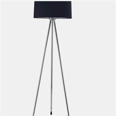 59" tall metal floor lamp, black surface treatment, modern design