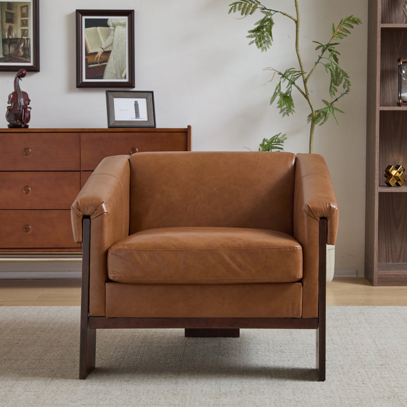 Chaise d'appoint Mid-Century moderne, chaise confortable, Brun