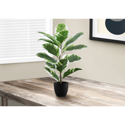 27" Tall Artificial Plant With Realistic Foliage In Black Pot For Home Decorating Faux Leaves And Interior Adornment