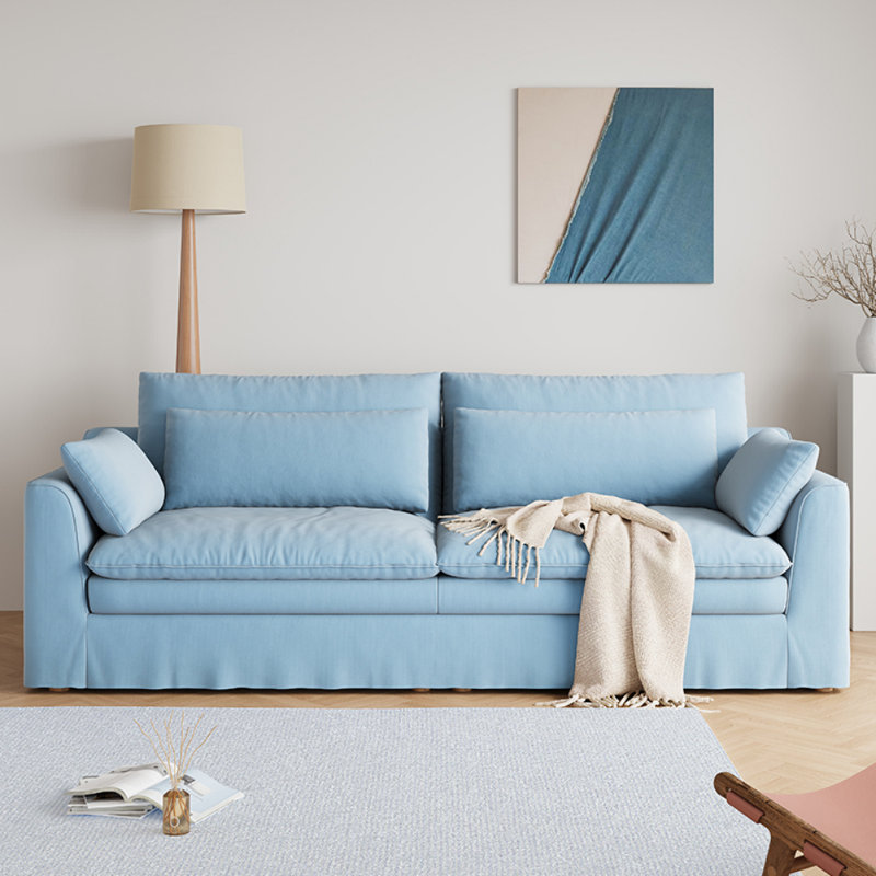 French Cream Style Blue Sofa