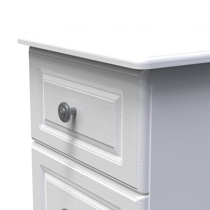 Fully Assembled Argyle 3 Drawer Bedside Table, White Matt