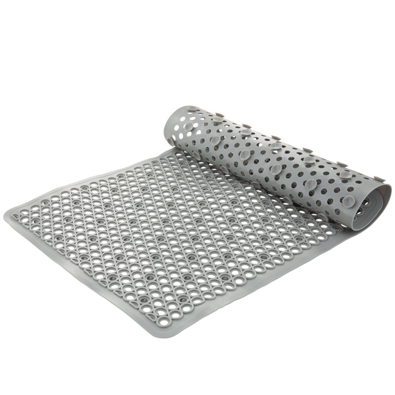 Self Draining Bath Mat Plastic / Acrylic Non-Slip Bath Mat, Grey