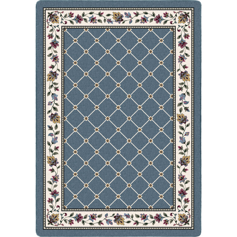 Alminus Signature Symphony Lapis Floral Lattice Area Rug
