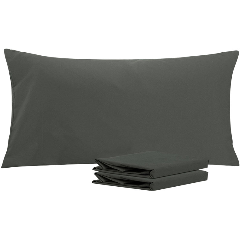 Taies d'oreiller de lit, 1800 taies d'oreiller en microfibre brossée avec fermeture à enveloppe - NTBAY, Gris foncé