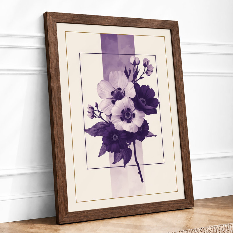 Anemone Study Botanical - Framed Print, Walnut, A4 - 29.7 x 21.0 cm