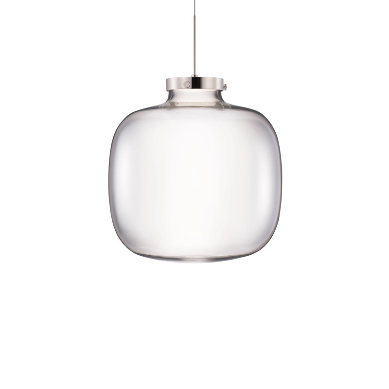 Brava 1 - Light LED Pendant, Clear, Polished Nickel, 14" H x14" W x 14" D