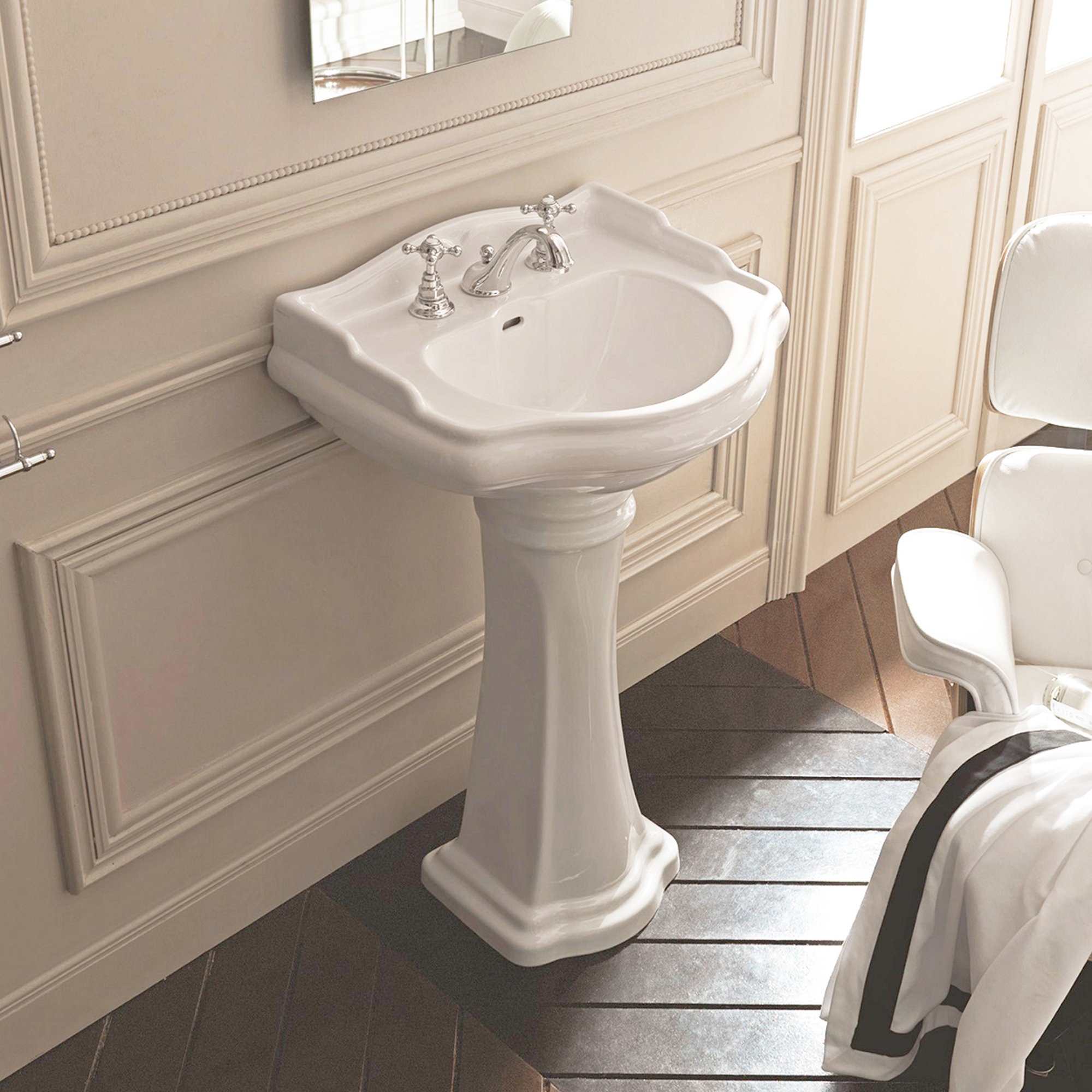 WS Bath Collections Retro 21.3'' Glossy White Ceramic Rectangular Bathroom Sink with Overflow