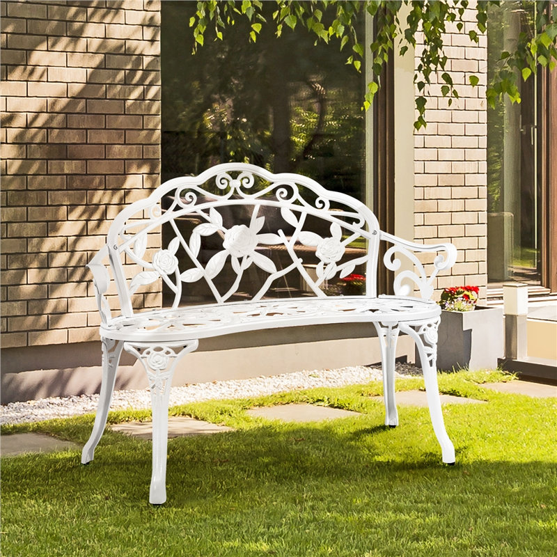 Waterproof Metal Outdoor Bench, White