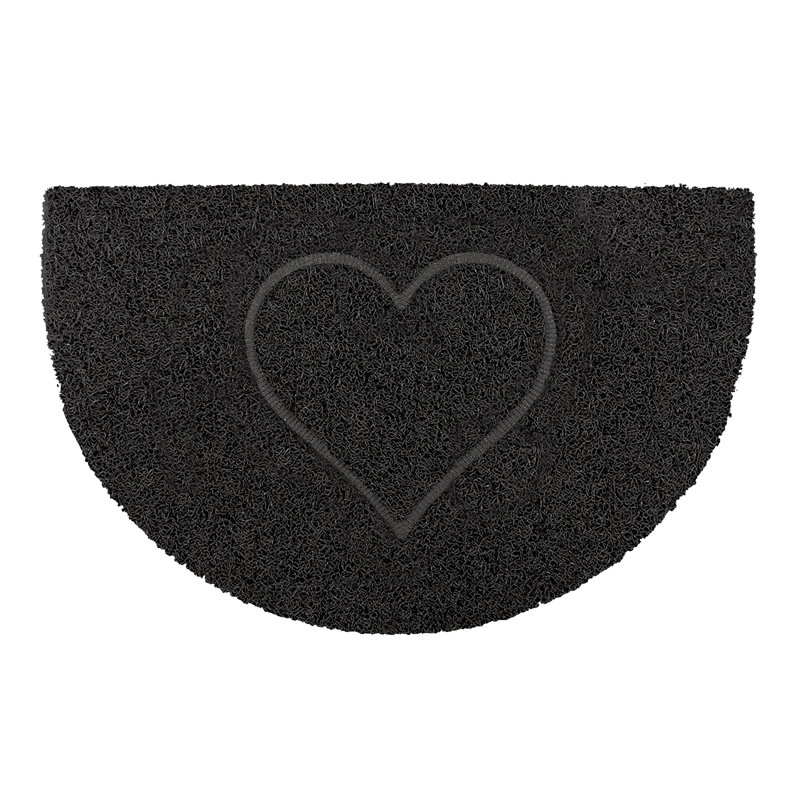 Heart Half Moon Doormat, Black