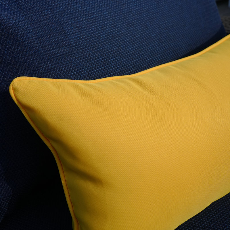 Housse et insert de coussin intérieur / extérieur en polyester , 11,81 po x 21,65 po, Jaune uni, Coton