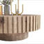 Table basse moderne et minimaliste circulaire de 31,4 po avec une texture de bois naturel, stable et durable, rehaussant l'esthétique de l'espace et convenant aux salons, salles d'étude et bureaux.-1270876673