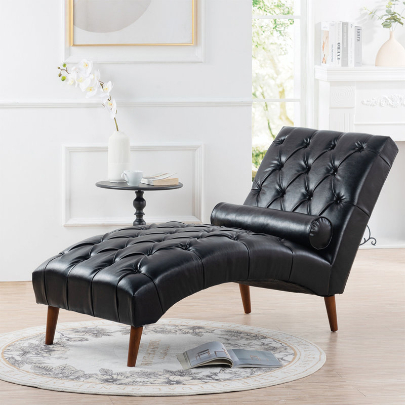 Canapé-lit capitonné de 25,39 po Bezalel, Polyuréthane noir