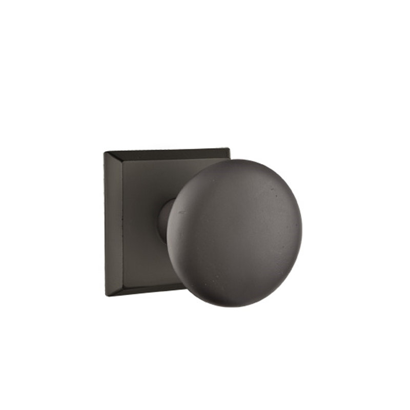 Ensemble de boutons d'intimité Emtek avec rosette Sandcast # 6 et bouton Winchester, Bronze plat noir