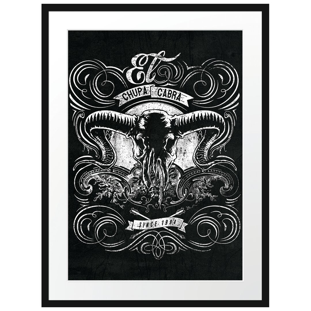 Gerahmtes Poster Chupacabra Skull Black