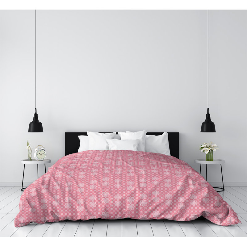 Housse de couette simple Katelyn Elizabeth, Housse de couette pour très grand lit, Microfibre, Rose / blanc