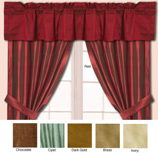 Cyan Silk Ruffled 85" W Window Valance