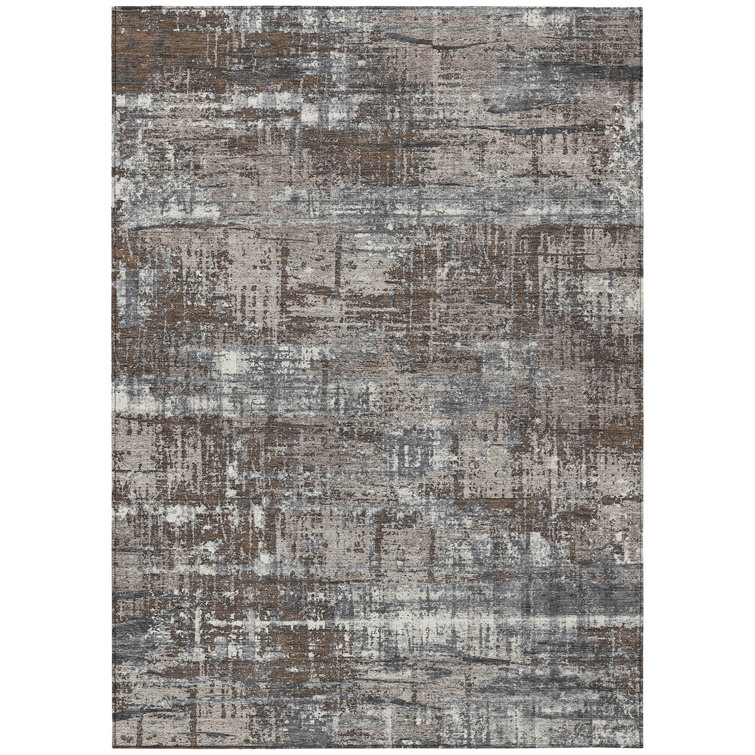 Machine Washable Indoor/Outdoor Xhevrie Brown Rug