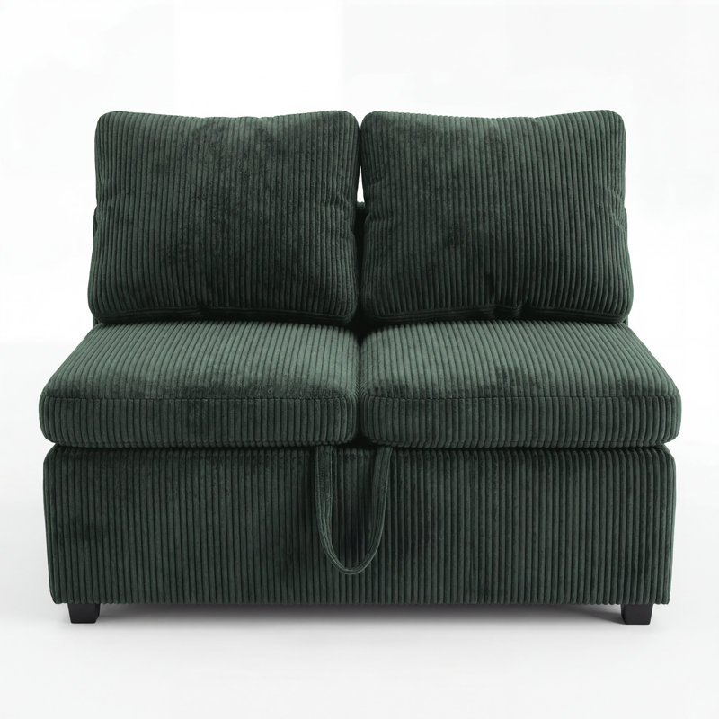 Causeuse sans accoudoir pour canapé-lit modulaire, vert, Green Corduroy