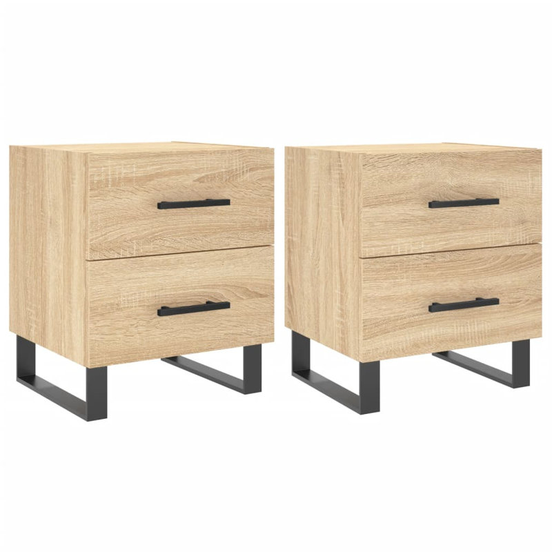 Mudoch 40cm W Iron Bedside Table, Sonoma Oak