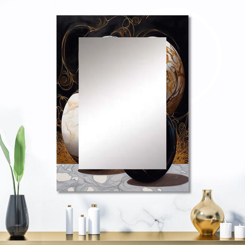 Formes éclatées dorées - miroir cubique, miroir mural décoratif doré, impression d'art en métal, 32 po x 24 po