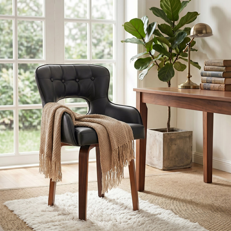 Fauteuil d'appoint pivotant en similicuir, Noir