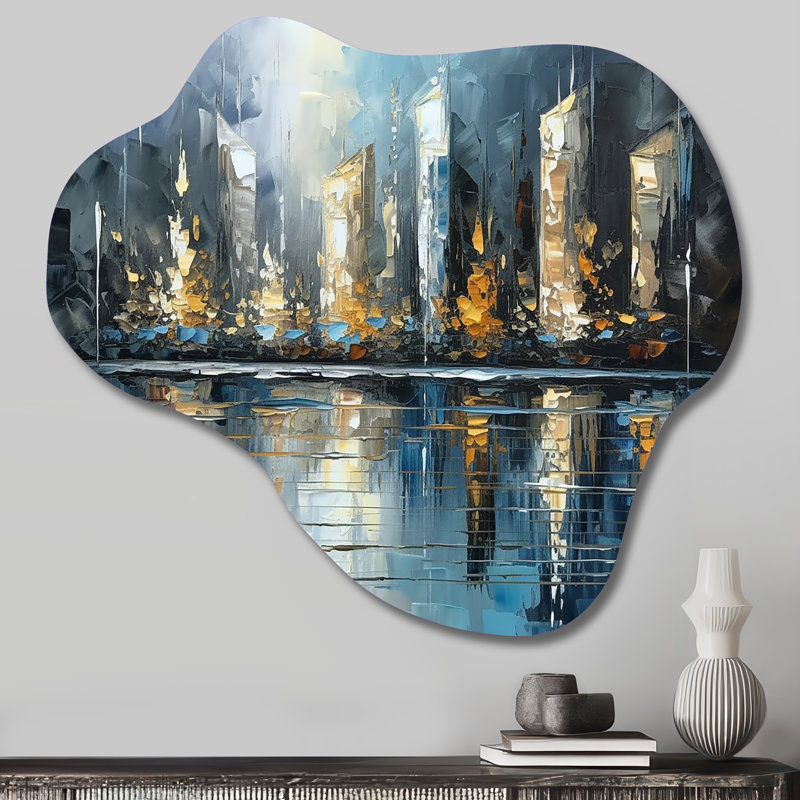 «Abstract City Skyline3», reproduction d'art mural en métal asymétrique, H 28 po x l 25 po