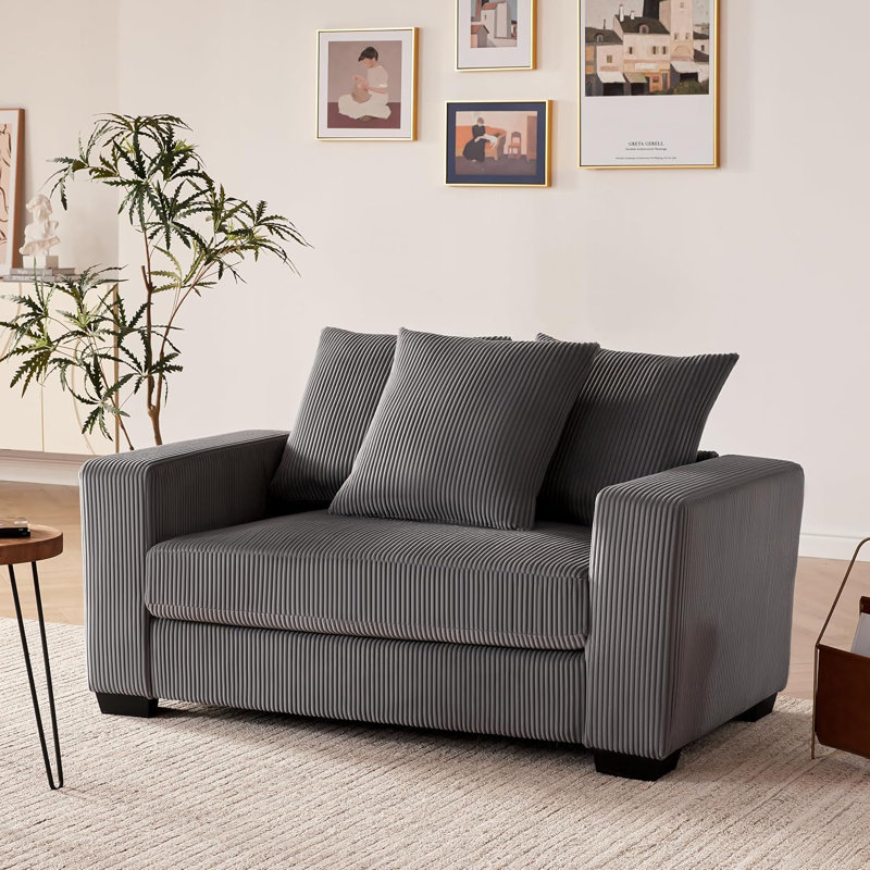 Corduroy Modular Sofa Chair Single Armchair With Armrests, Dark Gray