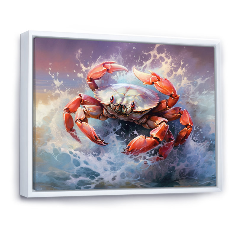 Crab Beachcombers I On Canvas Print, White Floater Framed, 16" H x 32" W x 1" D