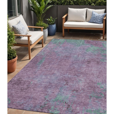 Tapis intérieur lavable abstrait bleu lavande et bleu sarcelle 5 pi x 8 pi