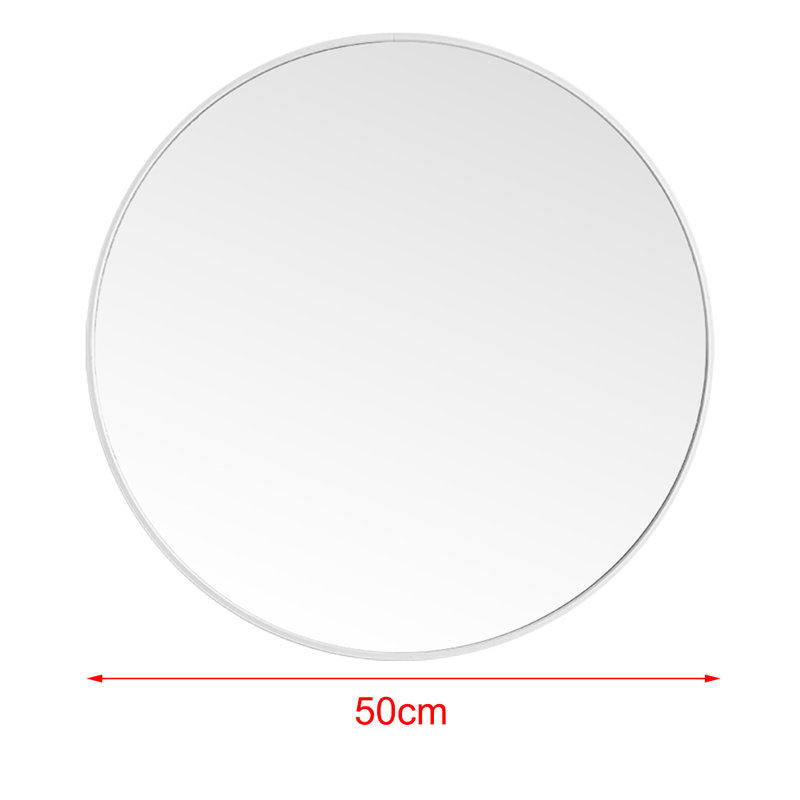 Metal Round Mirror, White, 50cm x 50cm