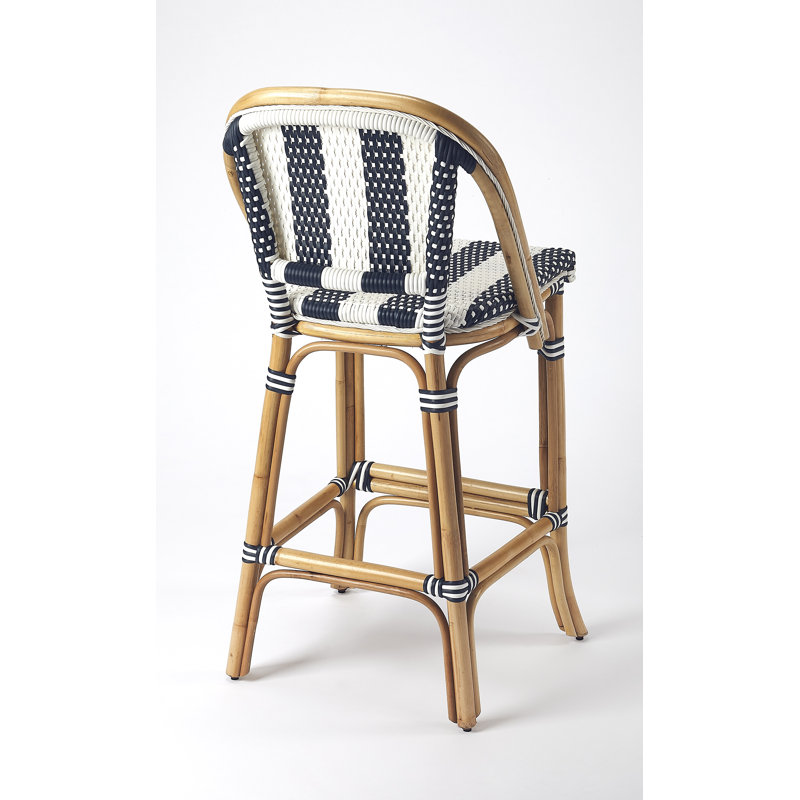 28" Bar Stool, Blue/White