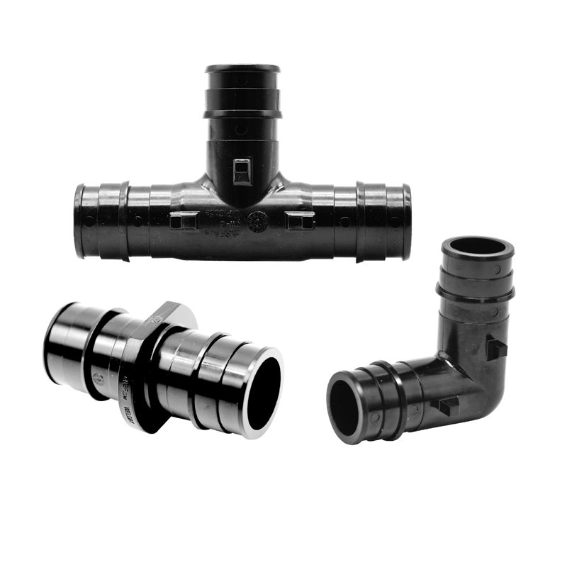 Coupleur en plastique A / F1960Pex de 1/2 po (12 pièces) + coude (12 pièces) + té (12 pièces)