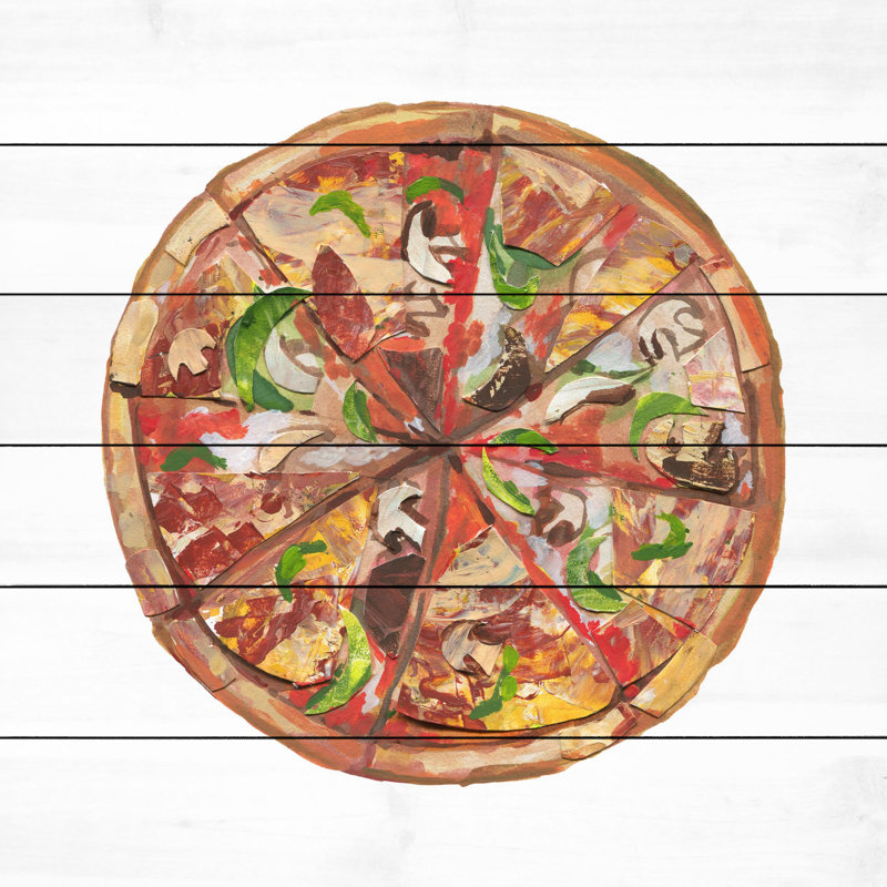 « ultimate pizza », reproduction d’art sur bois blanc, H 18 po x l 18 po x P 1,5 po