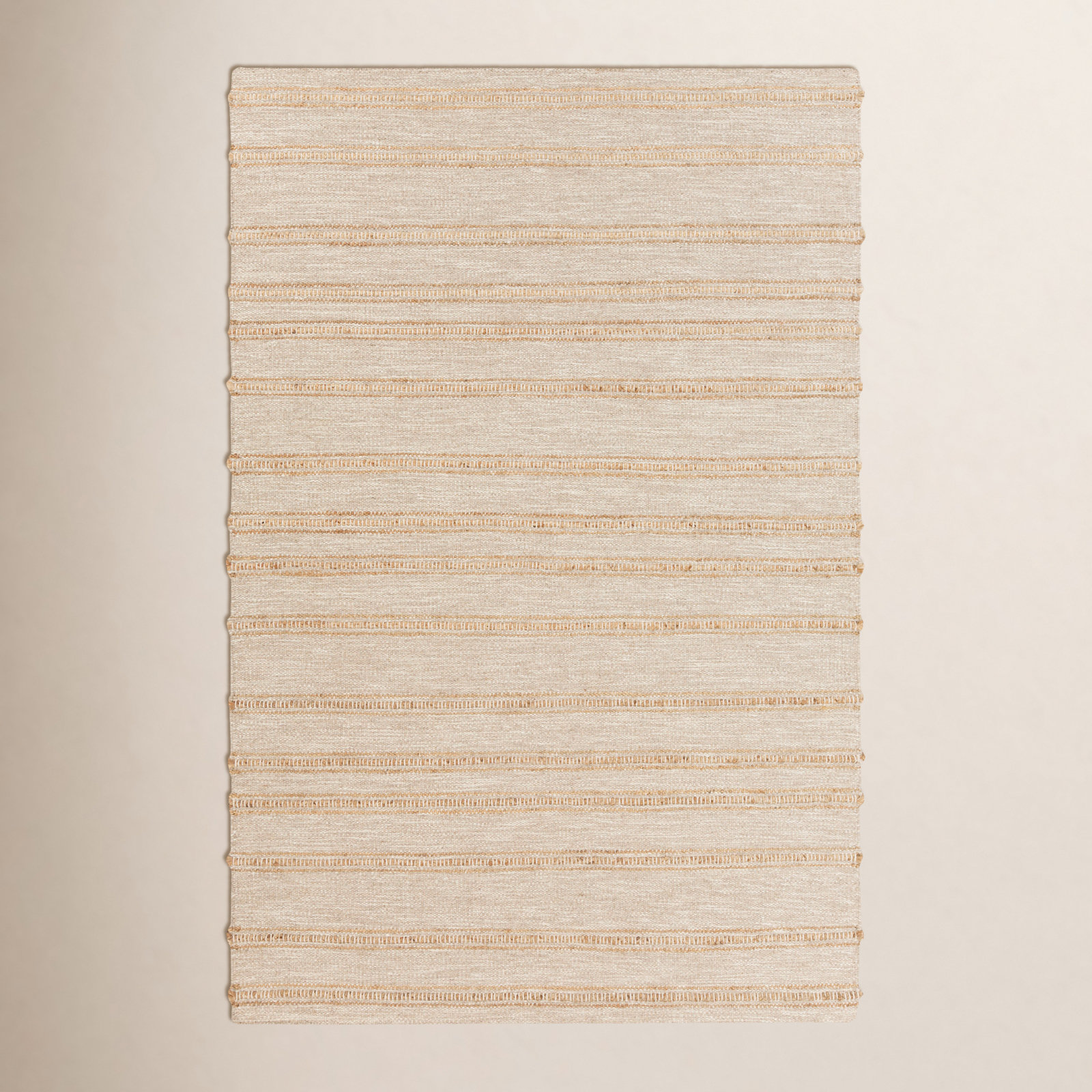 Lila Light Gray Hand-Woven Striped Jute Rug, Rectangle 6' x 9'