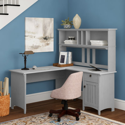 Paelynn L Shaped Credenza Desk with Hutch