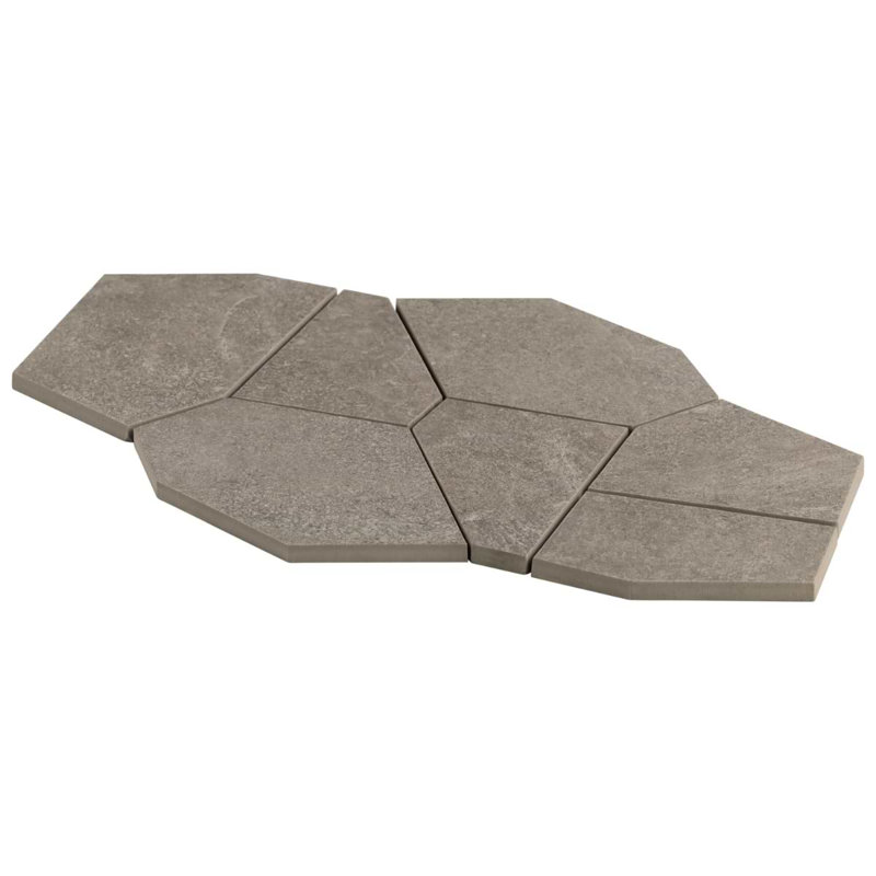 Era Organic Pattern Limestone Look Matte Porcelain Mosaic Tile, Caramel Brown