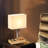 Desk Lamp With 3 USB Charging Ports, Table Lamp With 2AC Outlets And 3 Phone Stands, Nightstand Bedside Lamp With Natural Wooden Base And Cream Linen Shade