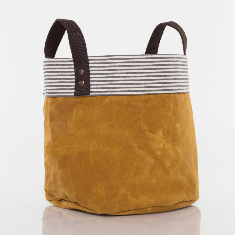 Bac de rangement en tissu ciré, Petit, Jaune