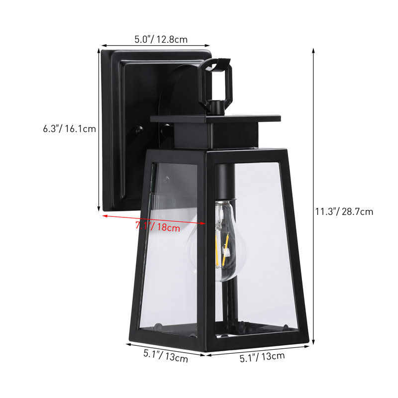 Schlesinger Black Steel with Clear Glass Outdoor Wall Light