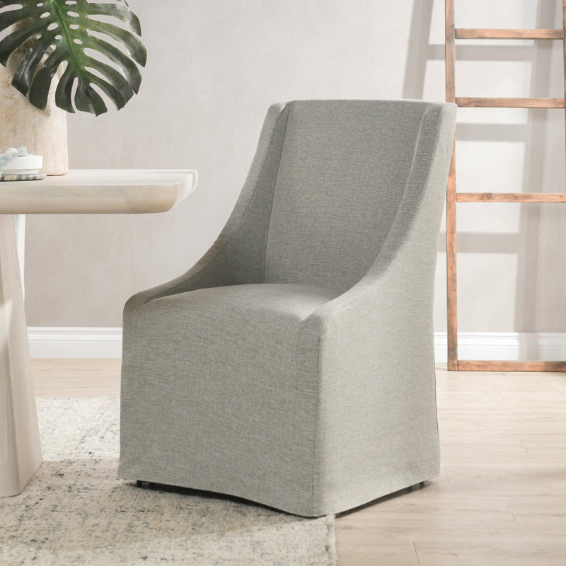 Seneca Upholstered Dining Chair, Grey Basketweave